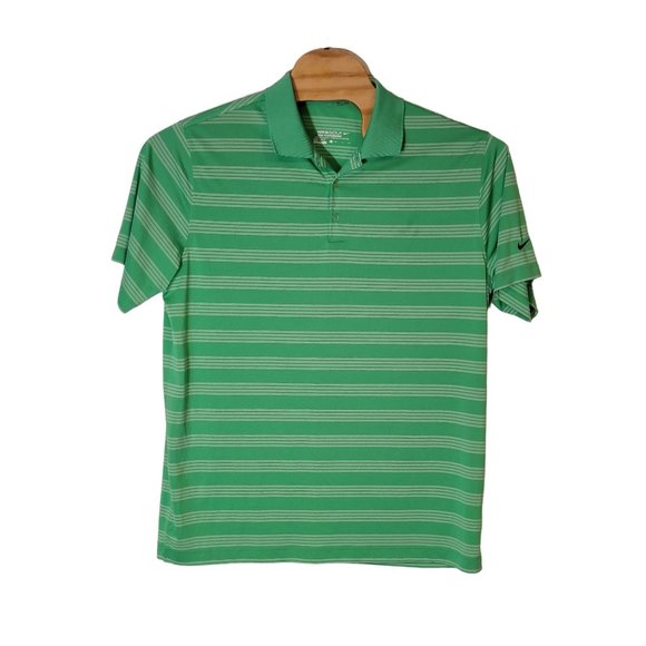 Nike Golf Tour Performance Golf Polo Shirt‎ Size XL Dri-Fit Green White Striped - Picture 1 of 6
